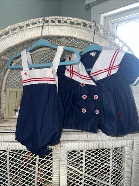 Vintage Nautical Baby Two-Piece Sailor Outfit